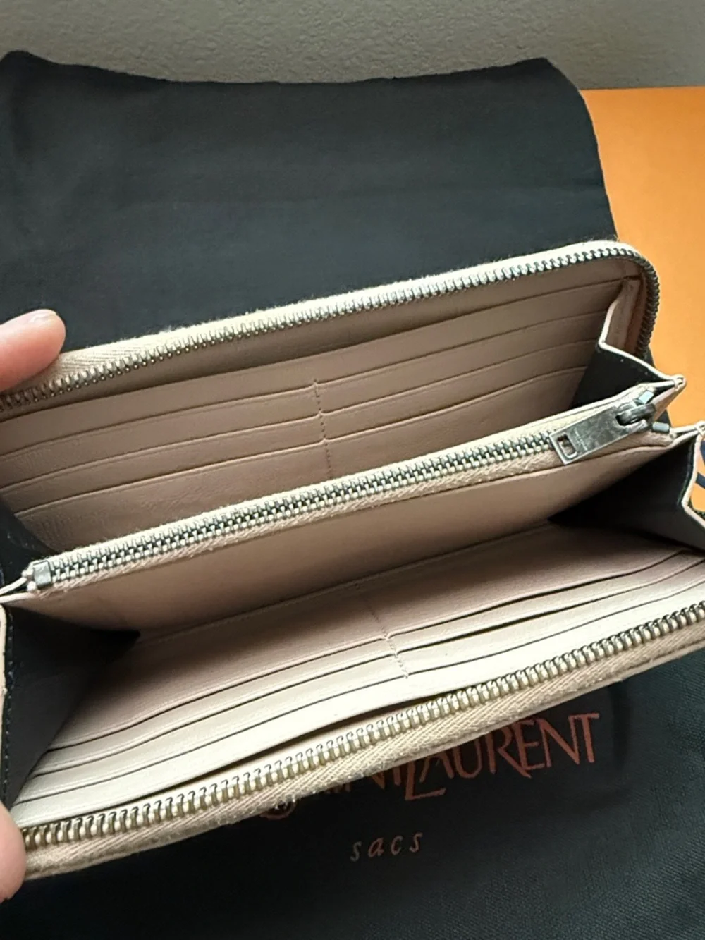 Yves Saint Laurent Quilted Zip Wallet in Light Taupe - Picture 7 of 10